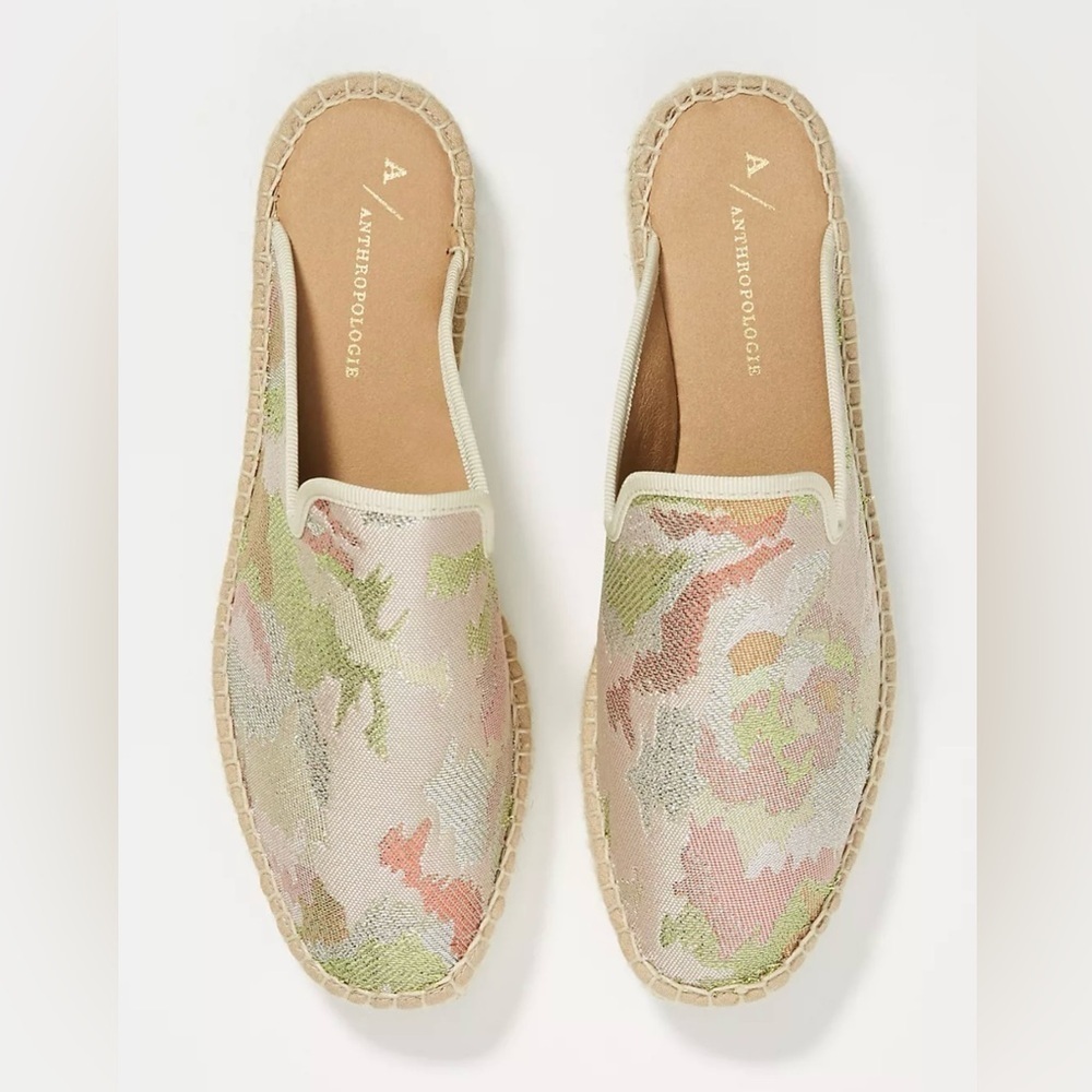 Anthropologie Glittered Camo Espadrilles Size 6.5
